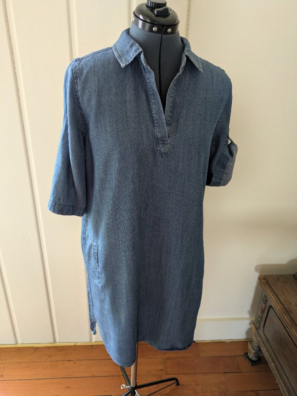Soft denim dress with pockets - size S